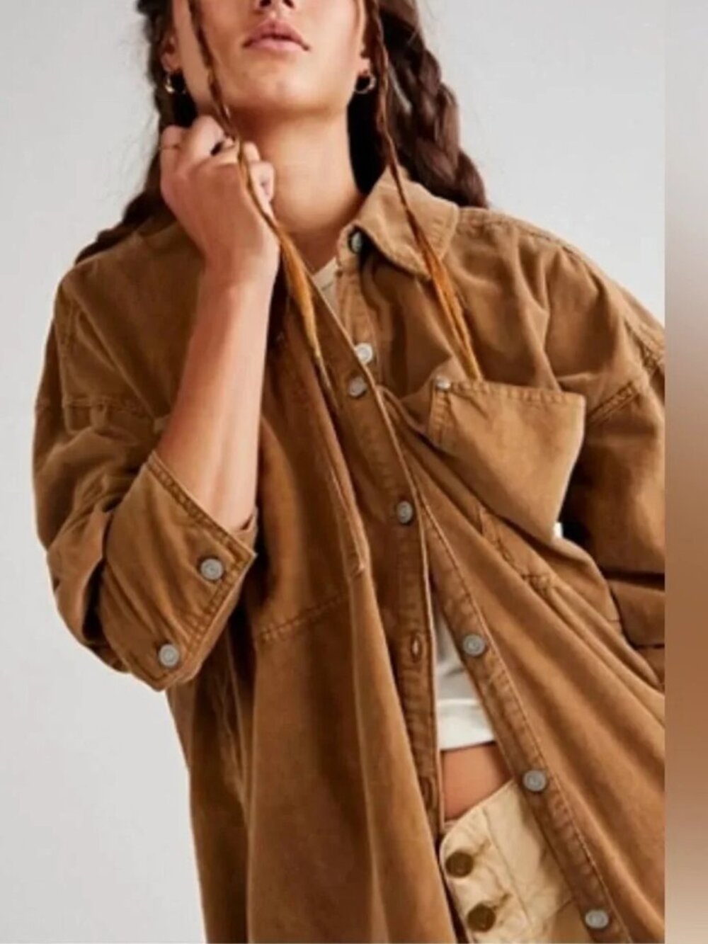 NWT Free People Baby Cord Button Down Shirt (S)